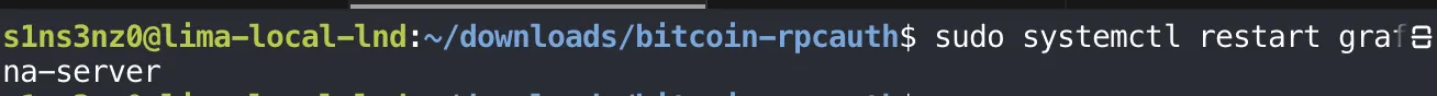 sudo systemctl restart grafana-server, with no output